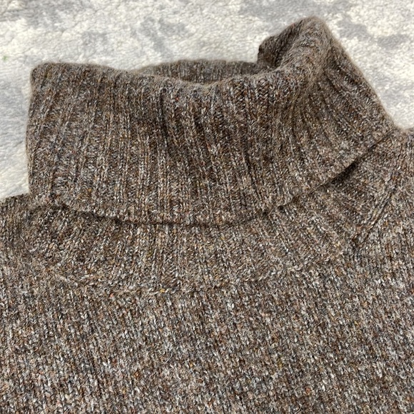 SOLD - Loro Piana Cashmere Turtleneck Sweater Marled Brown Knit Mens Sz 48 Small - Picture 7 of 13